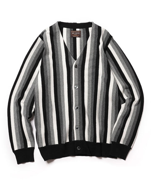 MR.OLIVE7G GARTER STITCHING KNIT / MULTI STRIPE CARDIGAN ミスターオリーブ/7G ガーターニット / マルチストライプ カーディガン
